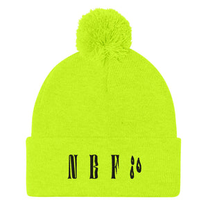 Embroidered NBF "Highlighter" Pom-Pom Beanie